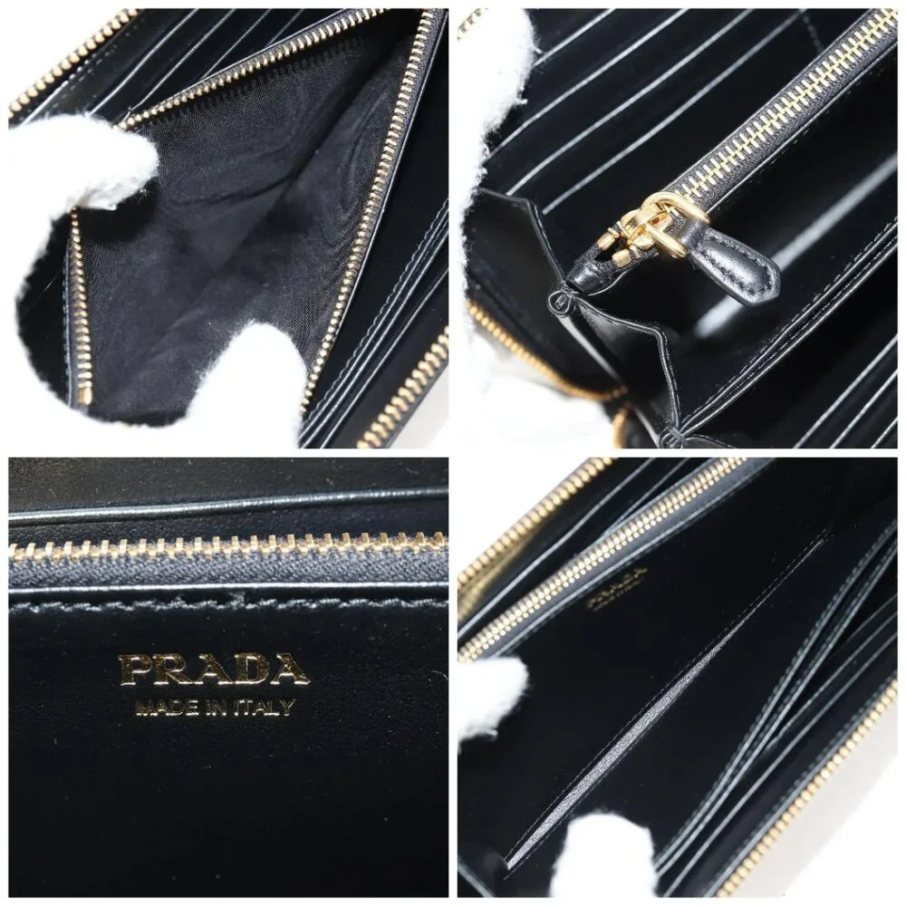 PRADA Long Wallet Leather Nylon Black Gold 1ML506 Auth am10026V - Picture 15 of 16
